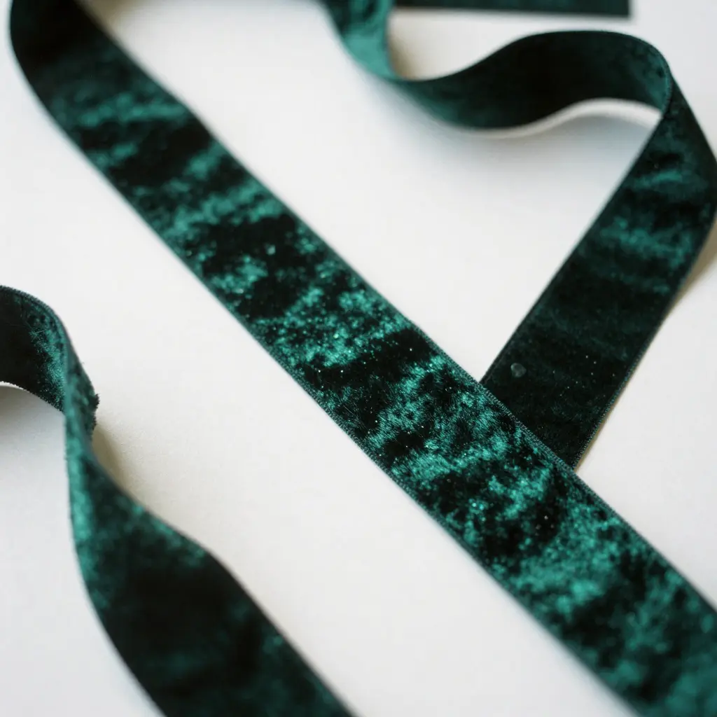 Regalo con cinta de terciopelo verde esmeralda